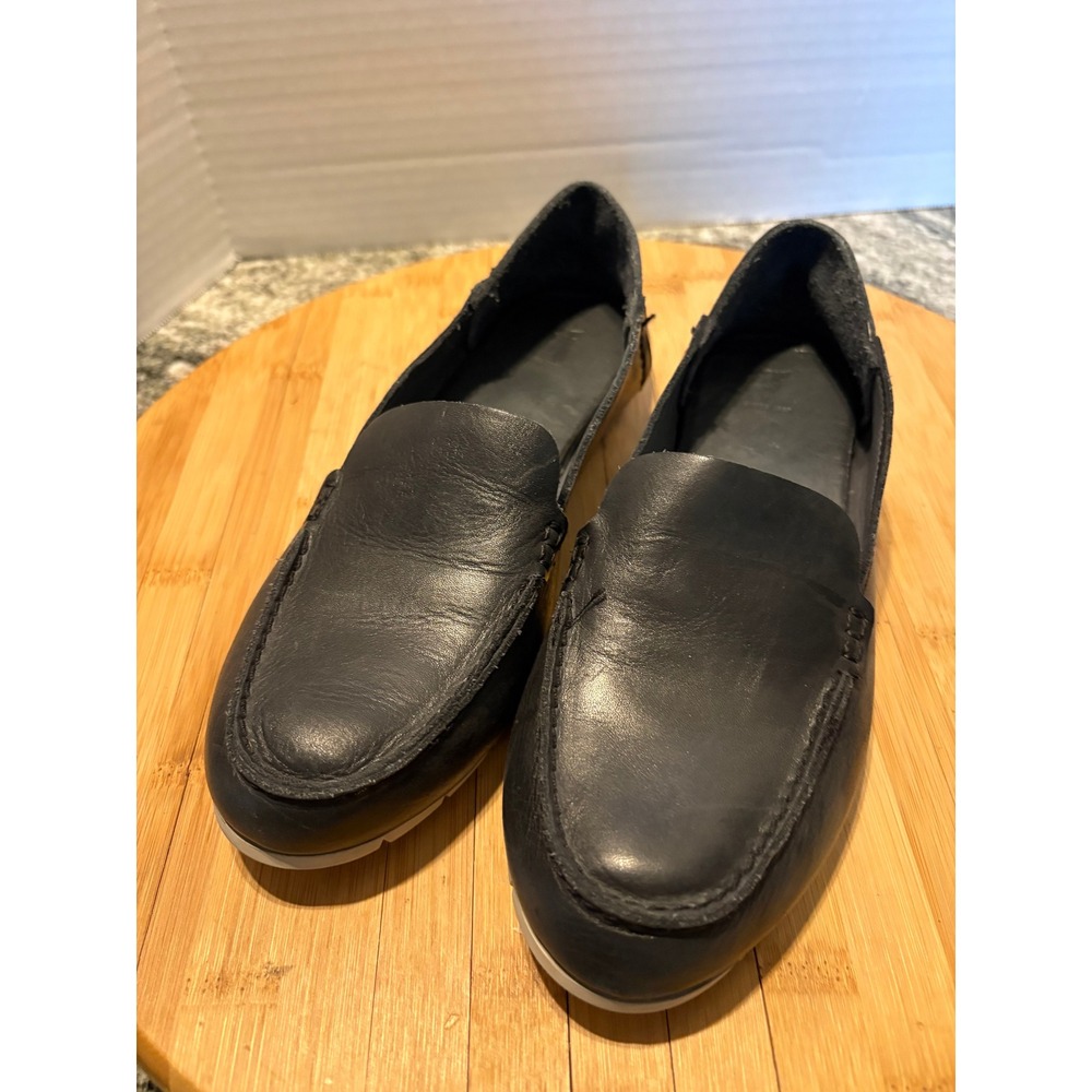 Frye Womens Black Leather‎ Moc Toe Slip On Loafers Shoes 6.5M 3470312-BLK